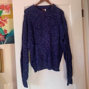 VTG 80s Cambridge Classics Sweater Men's XL Mottle Blue Texture Knit Cotton USA